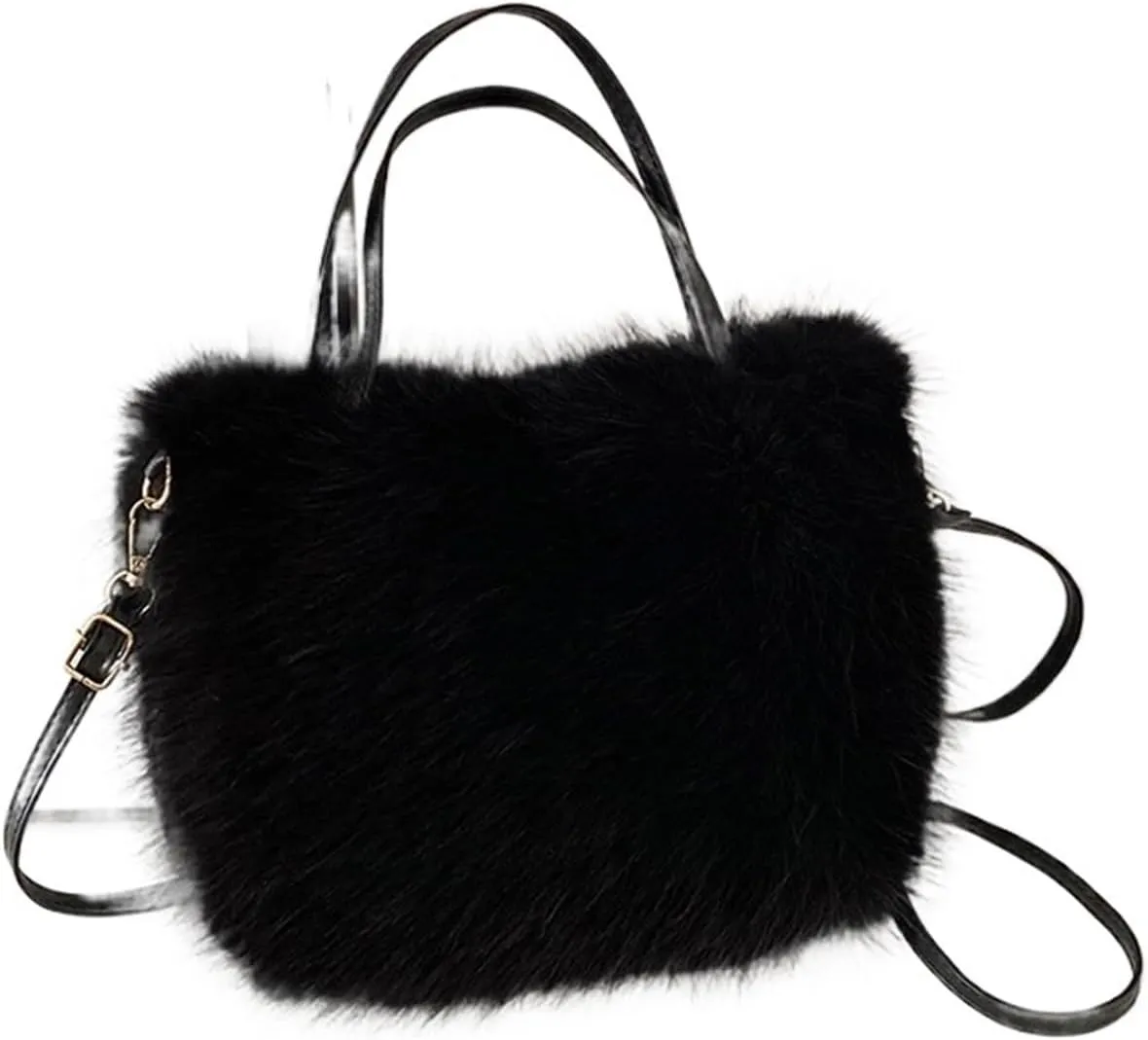 Plush Handbags Faux Fur Tote Bag Women's Bucket Plush Design Ladies Handbags Soft Winter Crossbody Shoulder Bags