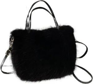 Plush Handbags Faux Fur Tote Bag Women's Bucket Plush Design Ladies Handbags Soft Winter Crossbody Shoulder Bags