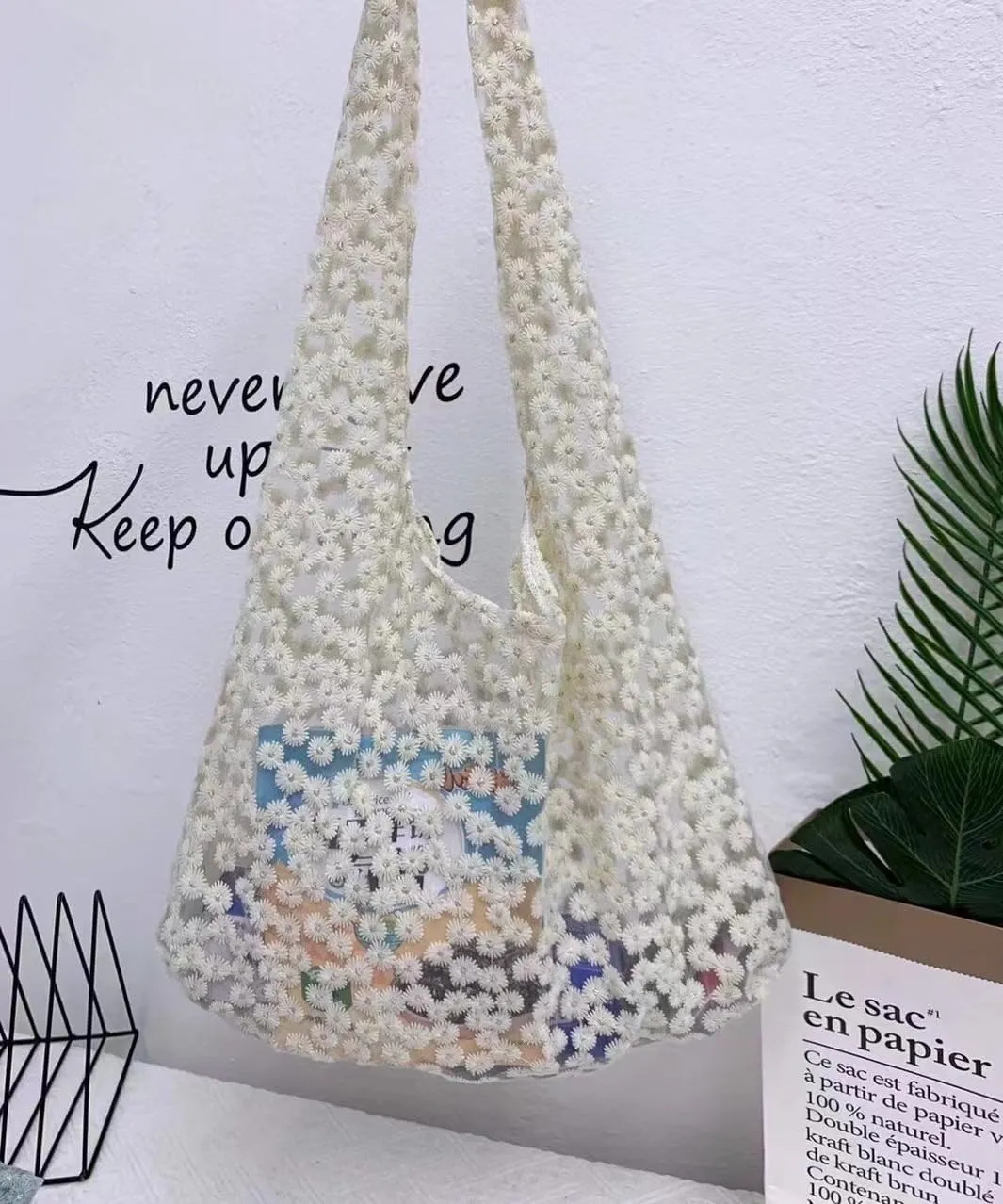 Pooyikoi Crochet Mesh Beach Tote Bag Shoulder Bag Handbags Knitting Hollow Summer Bag Hobo Bag Aesthetic for Women