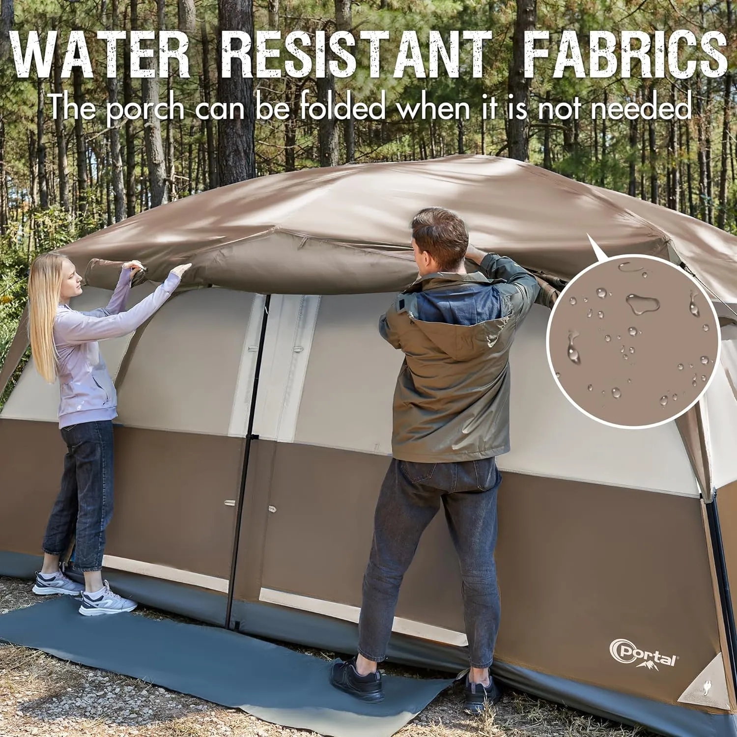 PORTAL 6 | 8 | 10 Person Family Camping Tent with Porch, Big Family Camping Tent with Tall Height, Good Ventilation, Water Resitant Large Tent for Outdoor Camping, Backyard