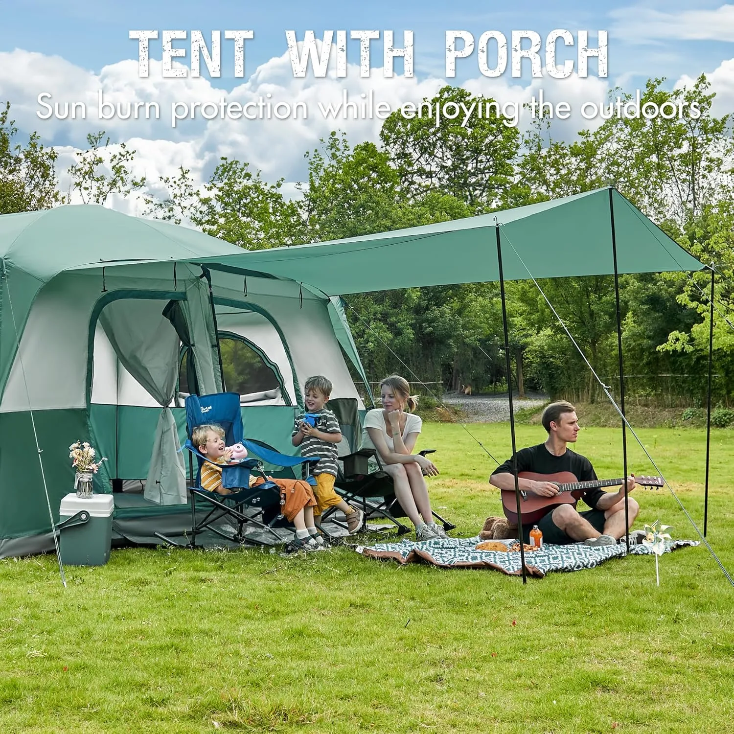 PORTAL 6 | 8 | 10 Person Family Camping Tent with Porch, Big Family Camping Tent with Tall Height, Good Ventilation, Water Resitant Large Tent for Outdoor Camping, Backyard