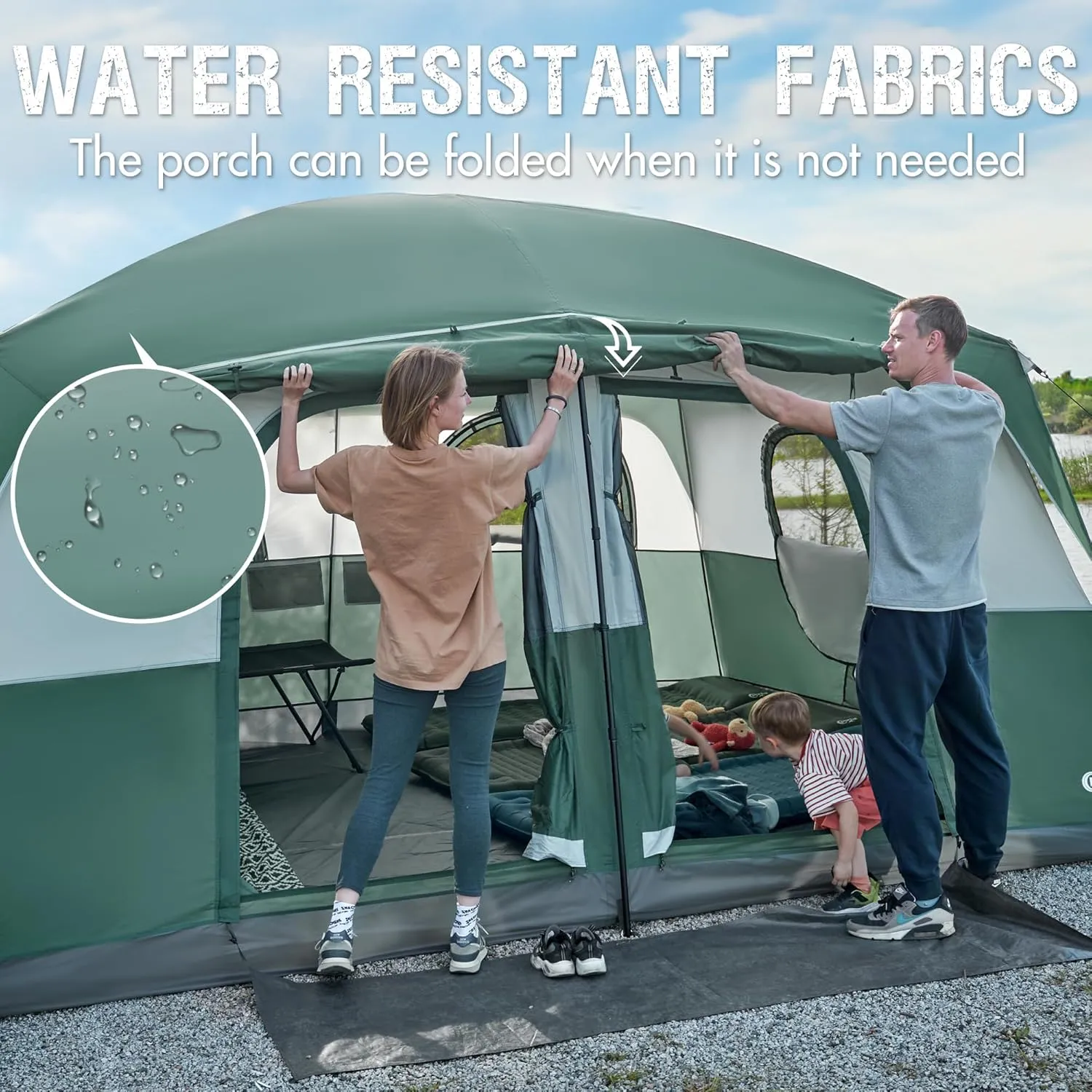 PORTAL 6 | 8 | 10 Person Family Camping Tent with Porch, Big Family Camping Tent with Tall Height, Good Ventilation, Water Resitant Large Tent for Outdoor Camping, Backyard