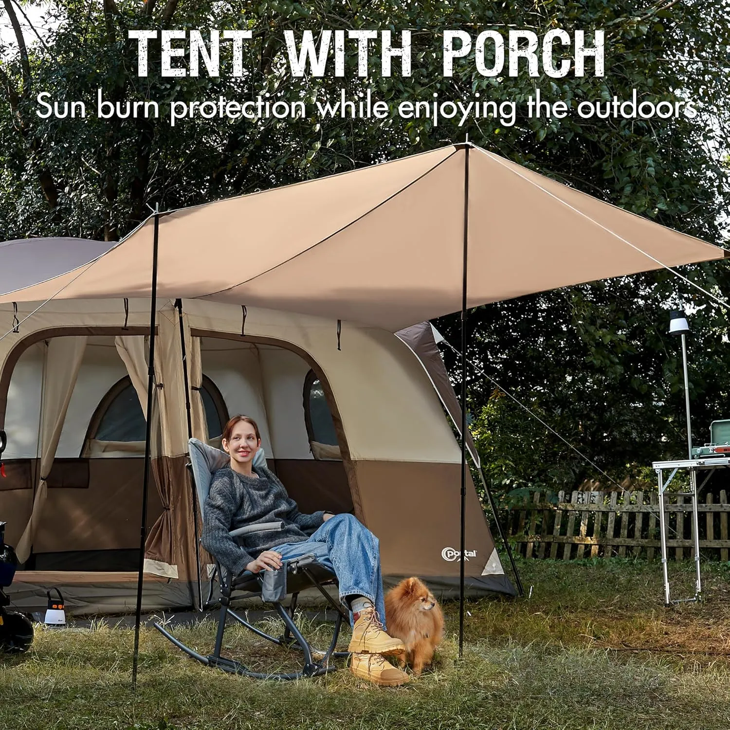 PORTAL 6 | 8 | 10 Person Family Camping Tent with Porch, Big Family Camping Tent with Tall Height, Good Ventilation, Water Resitant Large Tent for Outdoor Camping, Backyard