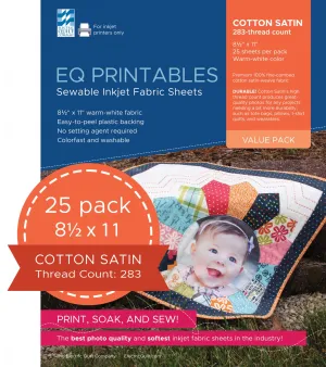 Premium Cotton Satin Inkjet Fabric ~ Value Pack (25) Sheets