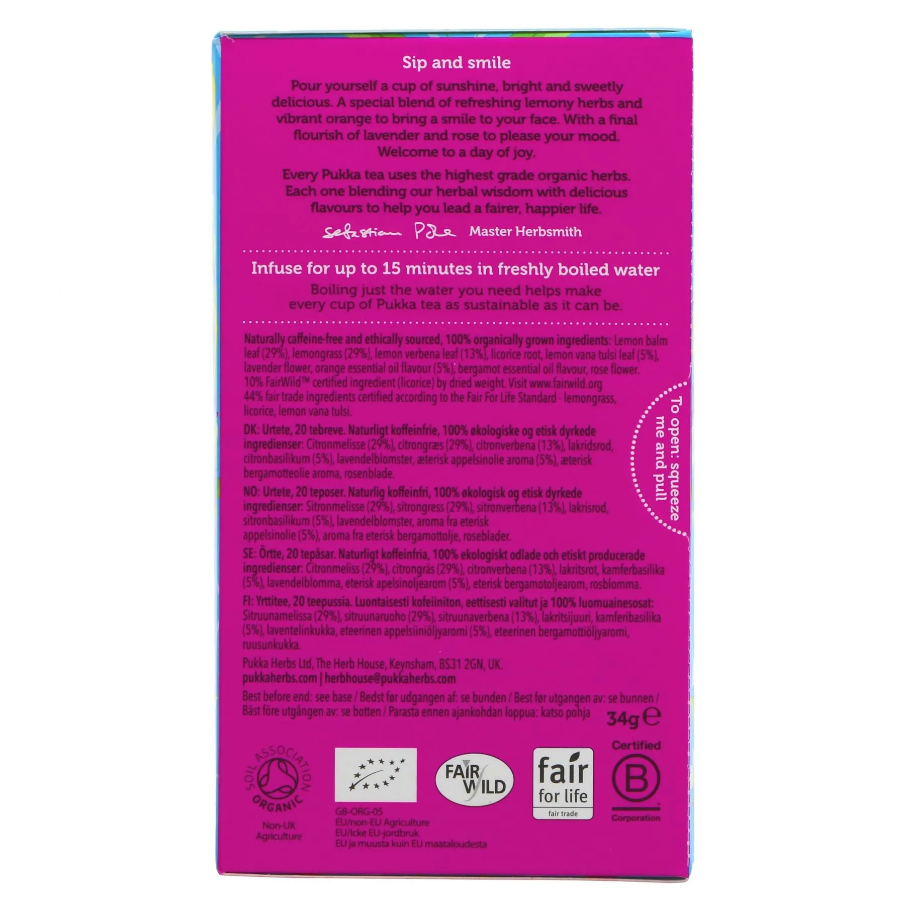 Pukka | Joy - lemony herbs, twist of orange | 20 bags