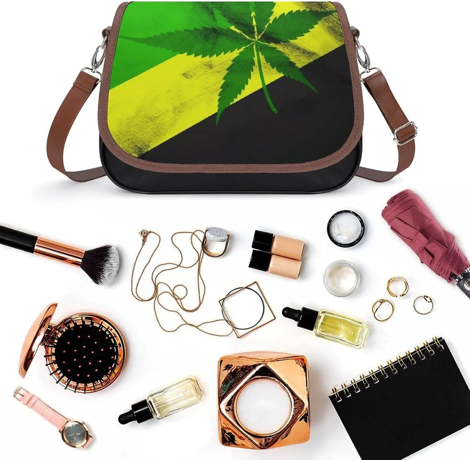 Purple Flower Butterflies Crossbody Bags for Women,PU Leather Tote Bag for Women,Shoulder Bag Purse for Work Shopping Travel