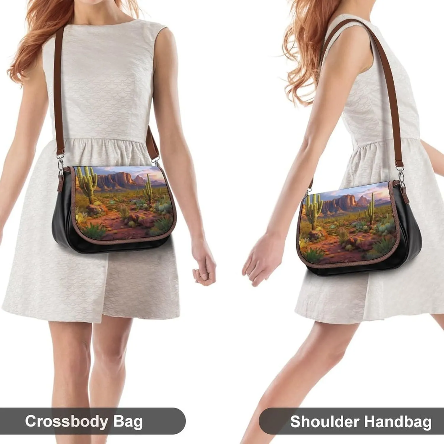 Purple Flower Butterflies Crossbody Bags for Women,PU Leather Tote Bag for Women,Shoulder Bag Purse for Work Shopping Travel