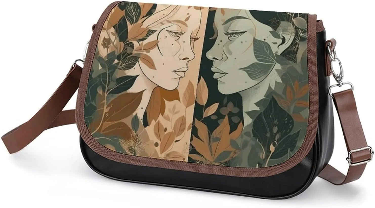 Purple Flower Butterflies Crossbody Bags for Women,PU Leather Tote Bag for Women,Shoulder Bag Purse for Work Shopping Travel