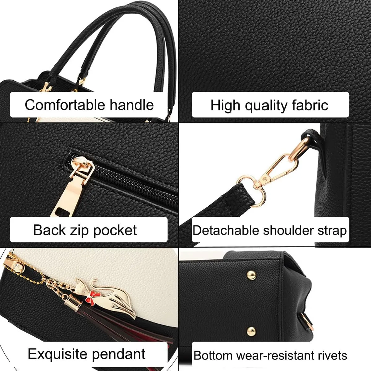 Purses and Handbags for Women Fashion Ladies PU Leather Top Handle Color Satchel Tassel Pendant Shoulder Tote Bag(Light Pink)