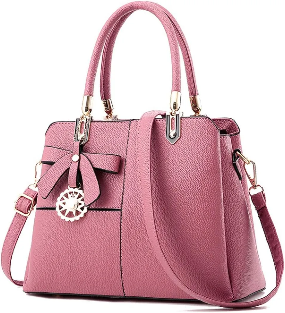 Purses and Handbags for Women Fashion Ladies PU Leather Top Handle Satchel Shoulder Tote Bags With Hardware Pendant