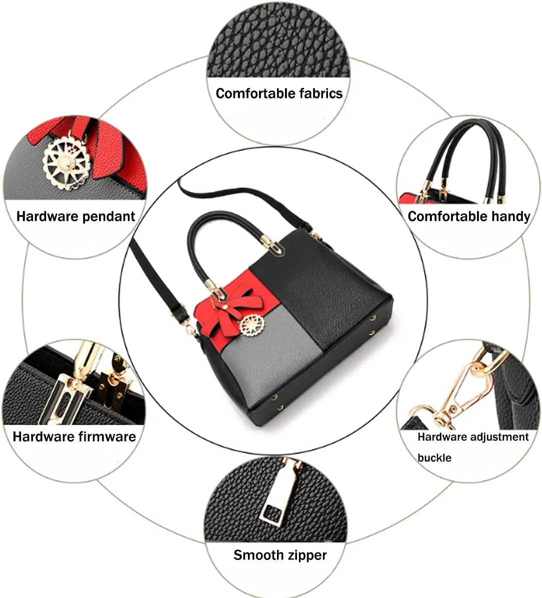 Purses and Handbags for Women Fashion Ladies PU Leather Top Handle Satchel Shoulder Tote Bags With Hardware Pendant