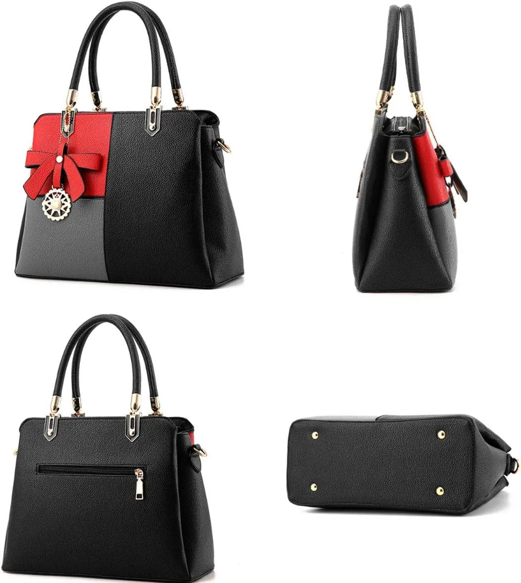 Purses and Handbags for Women Fashion Ladies PU Leather Top Handle Satchel Shoulder Tote Bags With Hardware Pendant