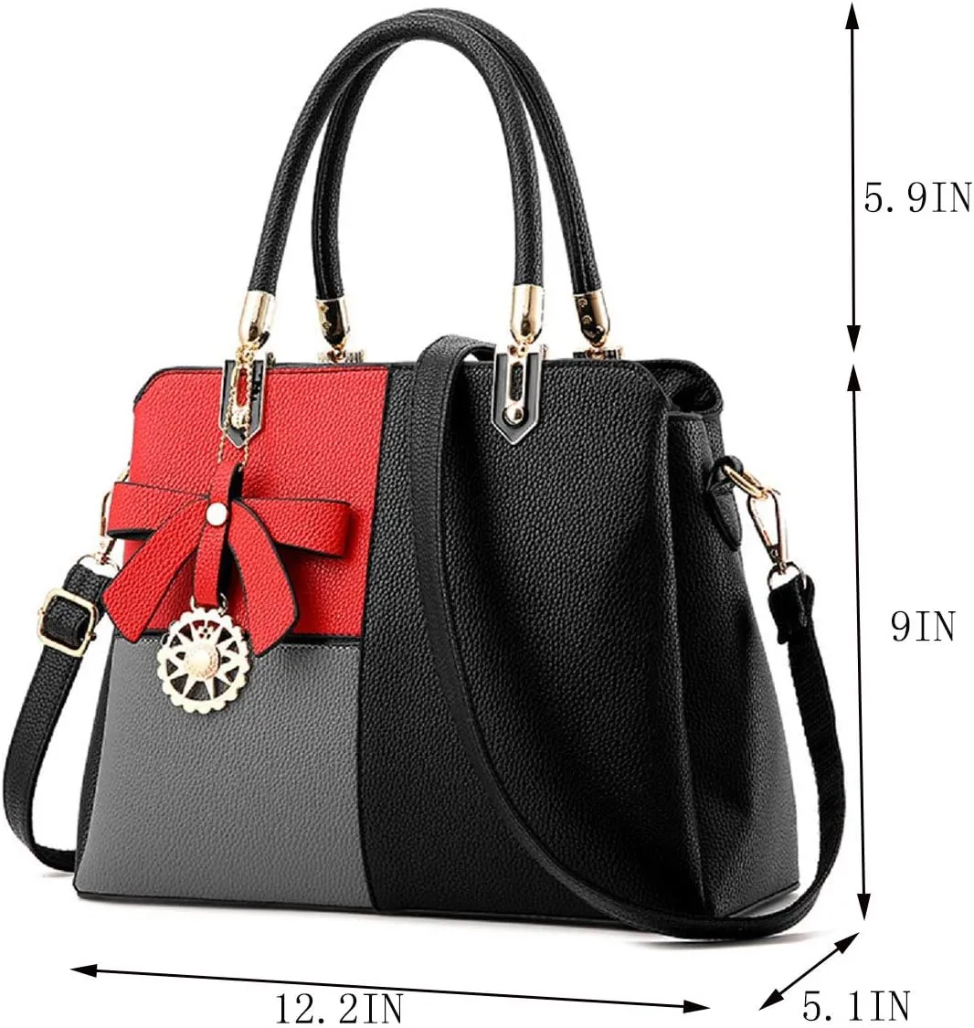 Purses and Handbags for Women Fashion Ladies PU Leather Top Handle Satchel Shoulder Tote Bags With Hardware Pendant