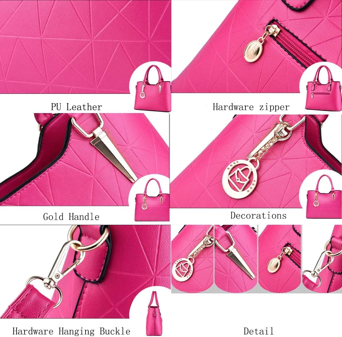 Purses and Handbags for Women Fashion Ladies PU Leather Top Handle Satchel Shoulder Tote
