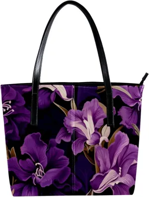 Purses for Women,Tote Bag Aesthetic,Women's Tote Handbags,Floral Purple Flower