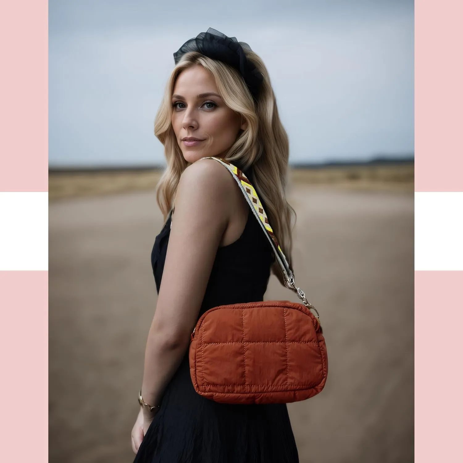 Quilted Crossbody Bags for Women Puffer Shoulder Bag with Adjustable Wide Strap Puffy Dupes Nylon Crossbody Purse