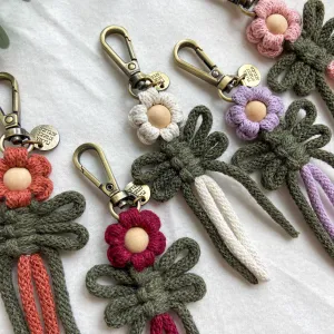 "Poppy" Macrame Key Ring | Bag Charm