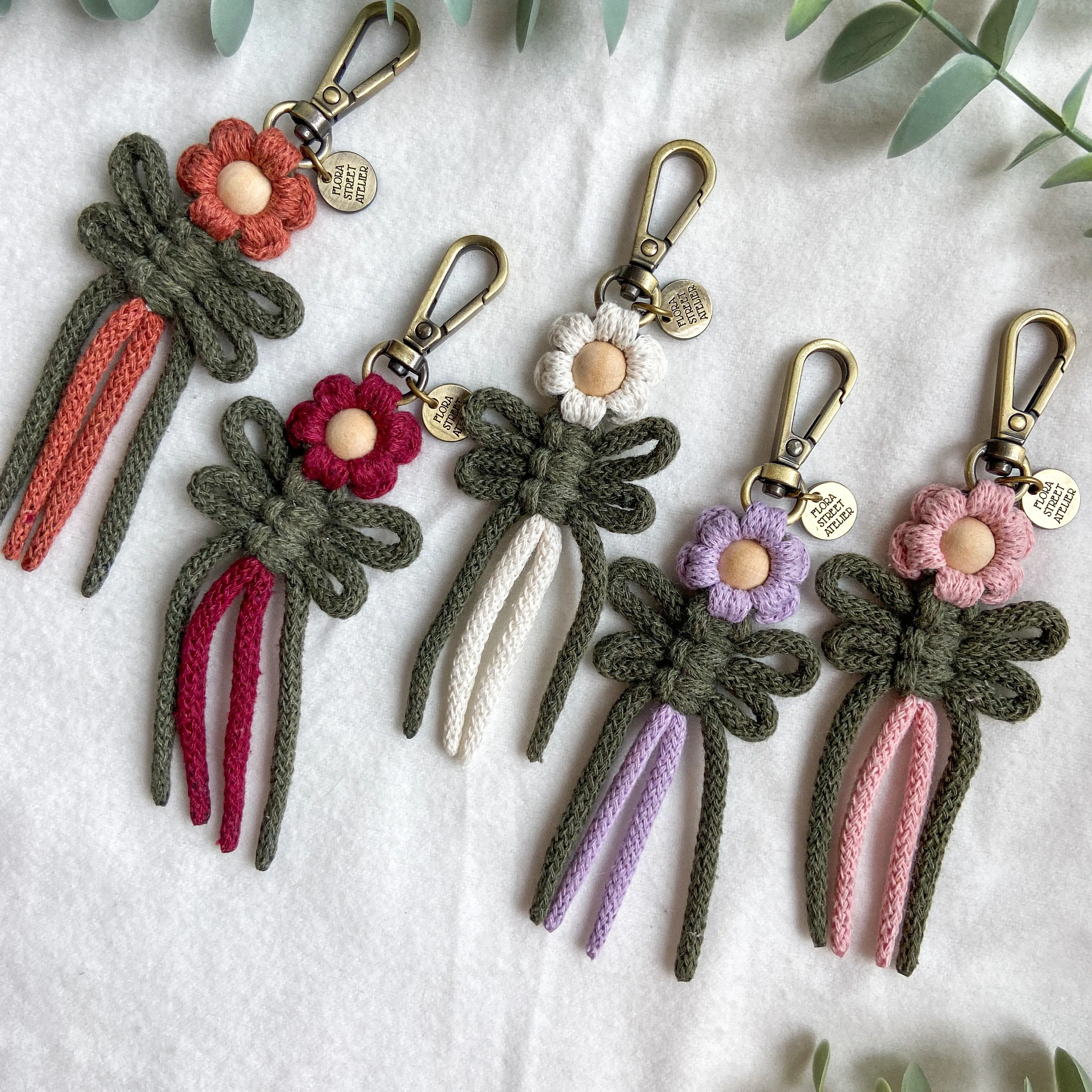 "Poppy" Macrame Key Ring | Bag Charm