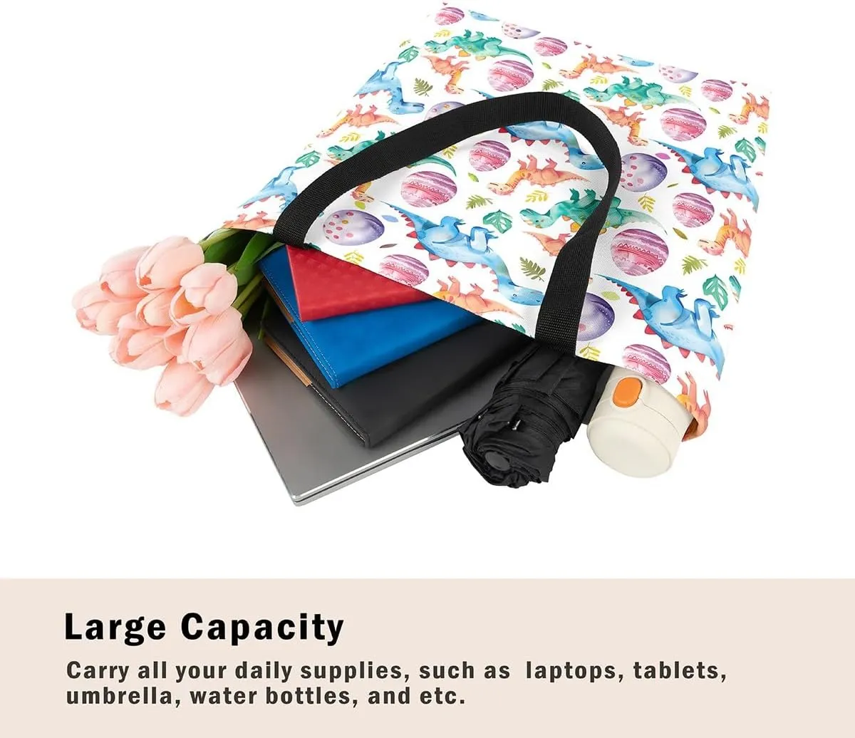Rainbow Canvas Tote Bag,Butterfly Tote Bag,Cartoon Rainbow Colorful Sun Clouds Shopping Grocery Bags