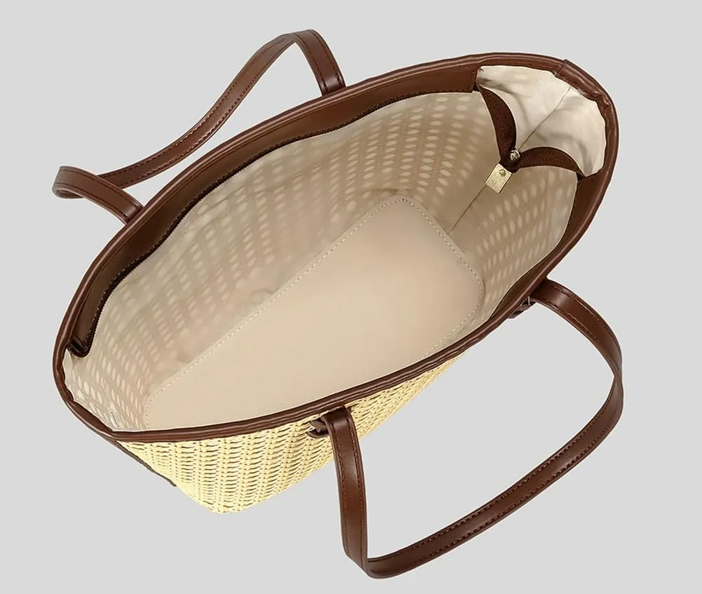 Rattan Hobo Bags for Women Woven Rattan Purses Handbag Shoulder Bag for Beach Summer Travel