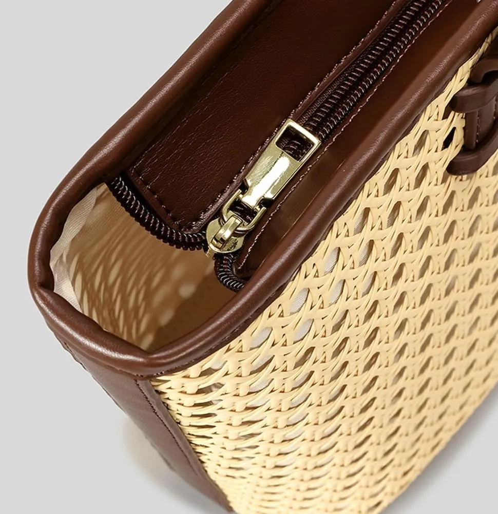 Rattan Hobo Bags for Women Woven Rattan Purses Handbag Shoulder Bag for Beach Summer Travel