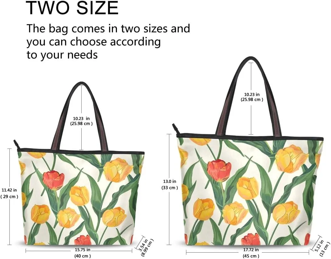 Red and Yellow Tulips Shoulder Bags Large Handle Ladies Handbag
