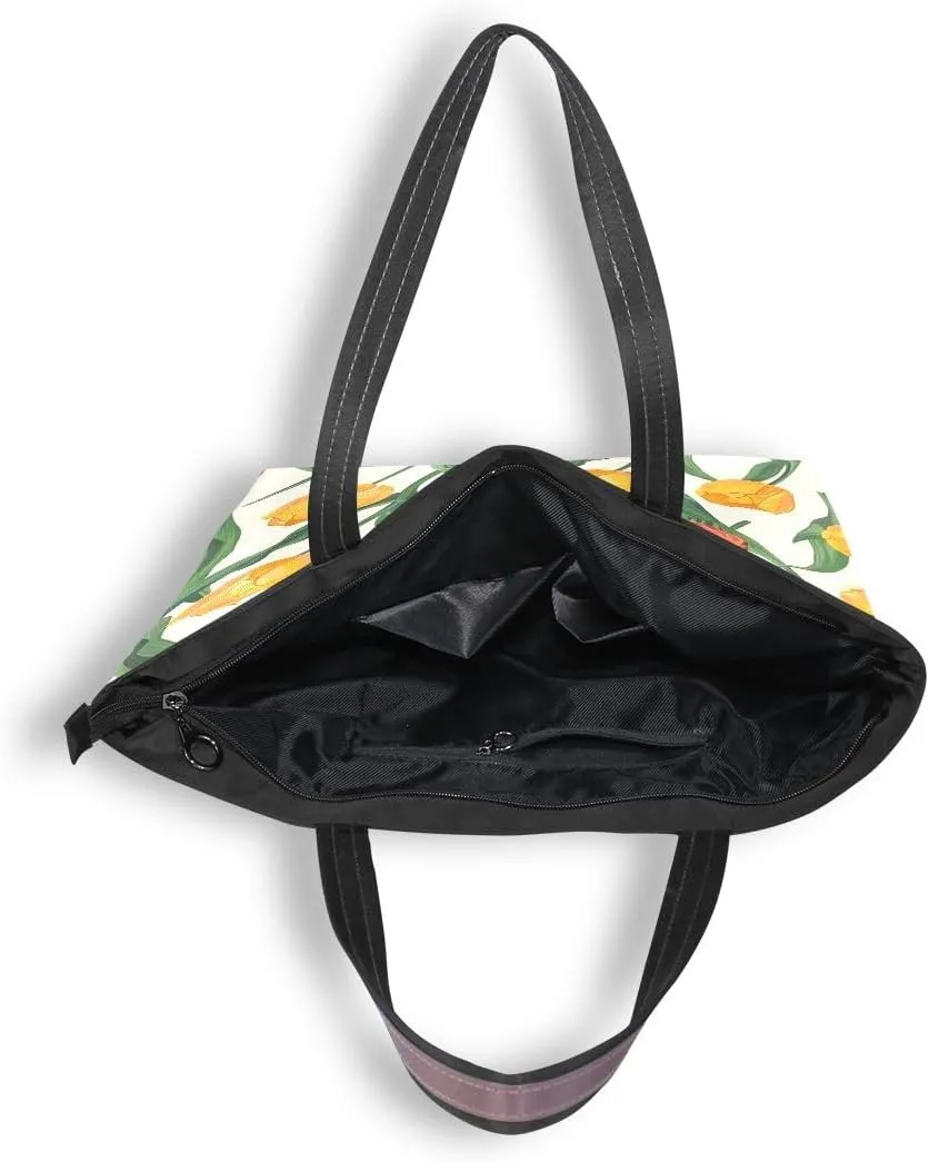 Red and Yellow Tulips Shoulder Bags Large Handle Ladies Handbag