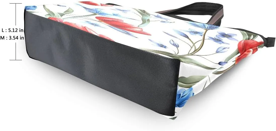 Red Blue Tulips Shoulder Bags Large Handle Ladies Handbag