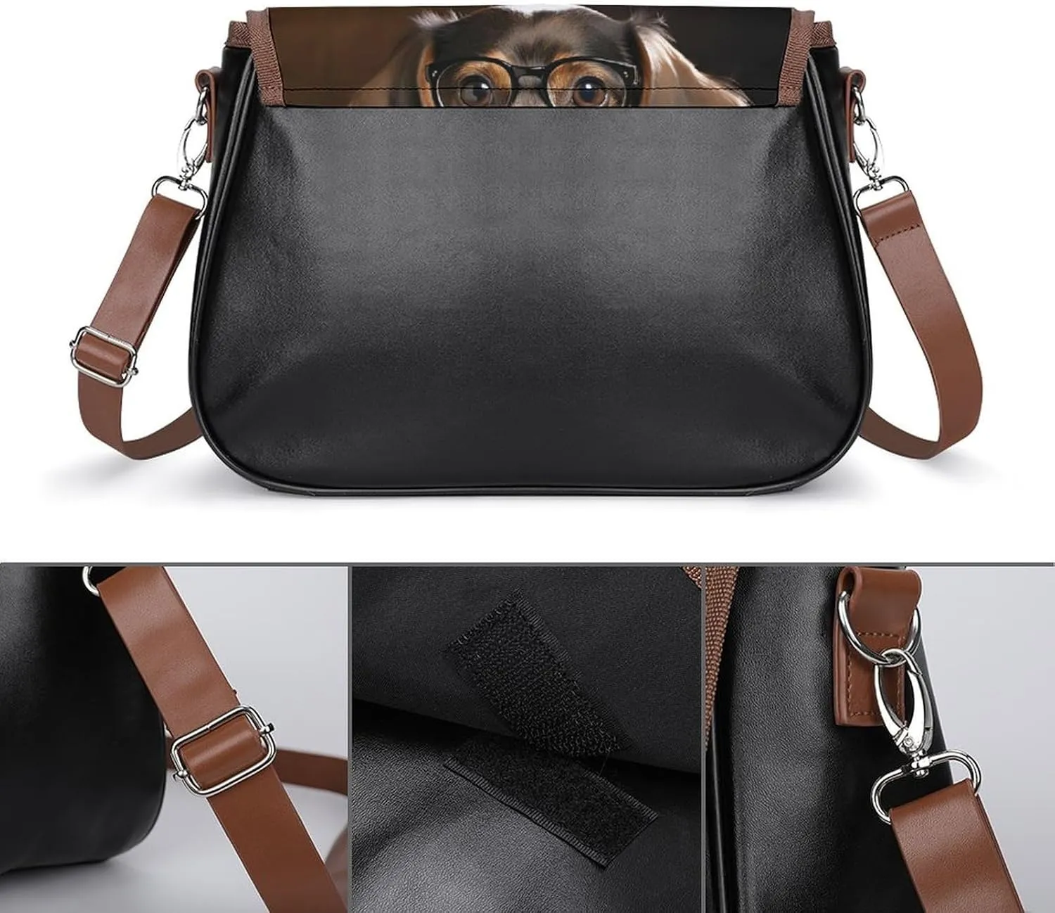 Red Sunflower Crossbody Bags for Women,PU Leather Tote Bag for Women,Shoulder Bag Purse for Work Shopping Travel