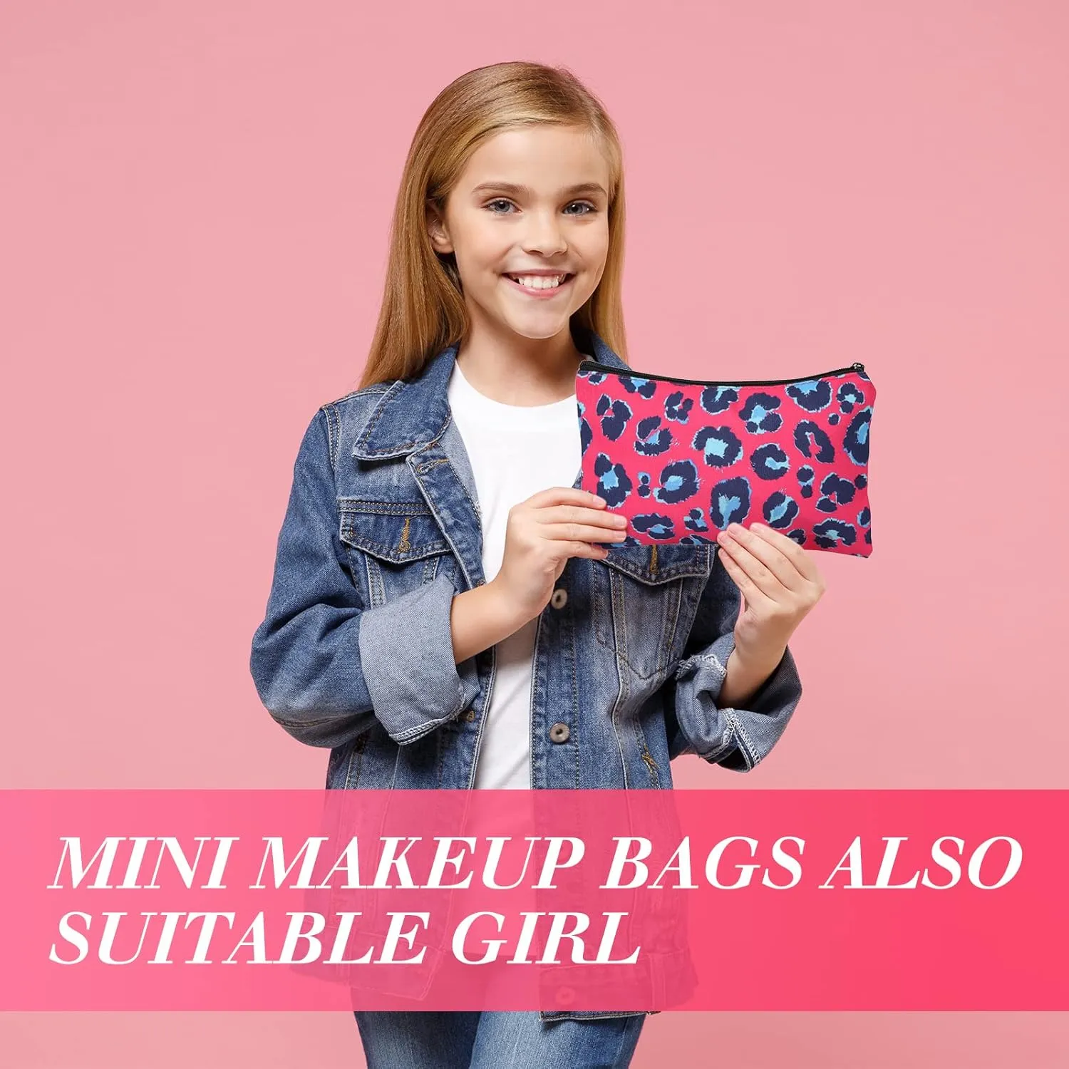 Reginary 20 Pieces Cosmetic Bag for Women, Roomy Makeup Bags with Zipper Toiletry Bag Pouch Travel Packing Accessory Organizer Gifts, 7 x 4.3 Inches(Leopard)