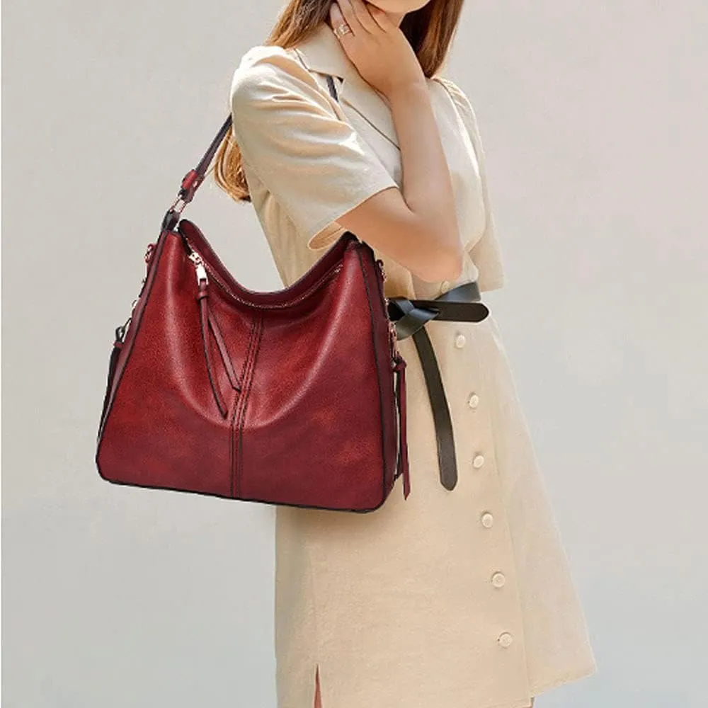 Retro Women Purses and Handbags Tassel Satchel Tote Stiching Top Handle Shoulder Bag
