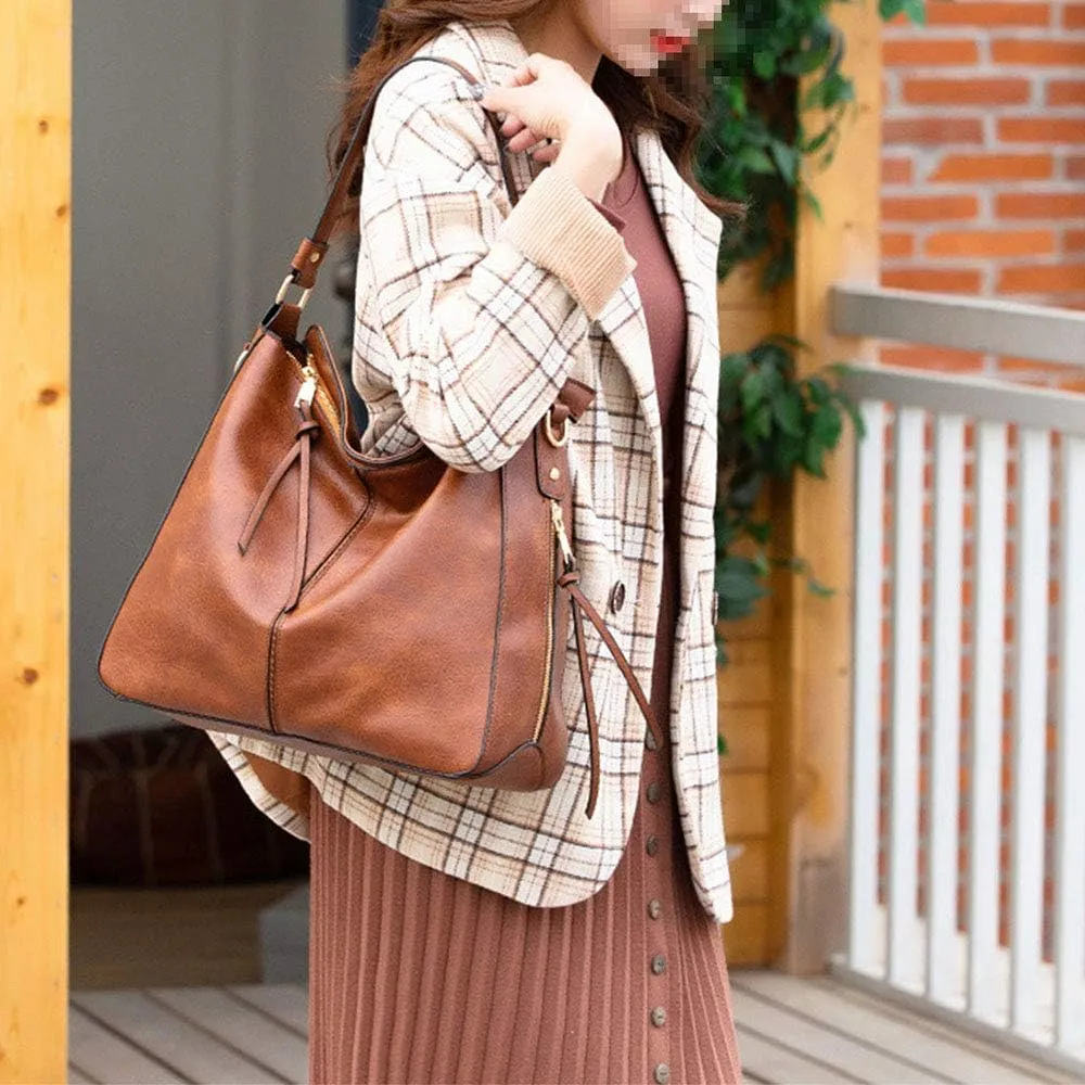 Retro Women Purses and Handbags Tassel Satchel Tote Stiching Top Handle Shoulder Bag