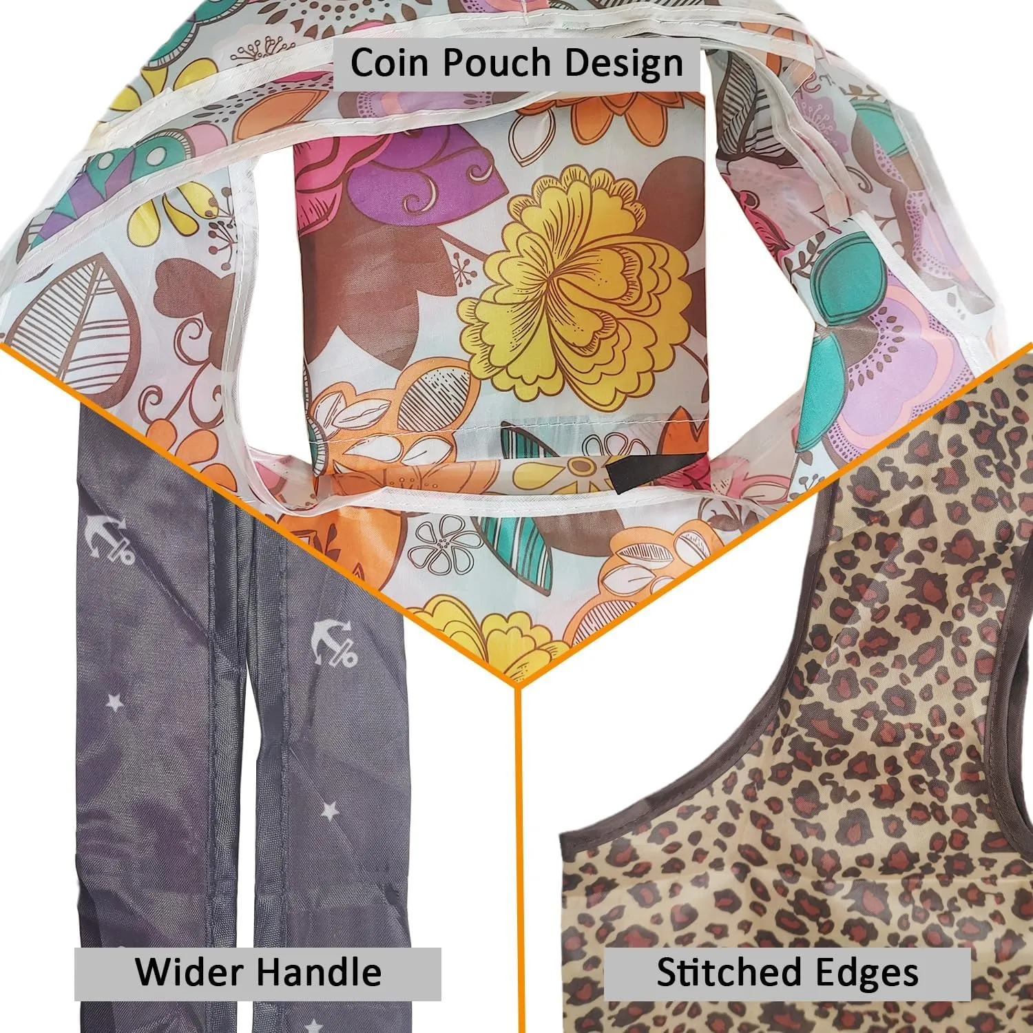 Reusable Grocery Bags, 6 Pack 50Lbs Foldable Fashion Washable Shopping Bags, Large Tote Bags For Groceries, Foldie Beach Bag, Foldable Travel Bag Gifts For Women
