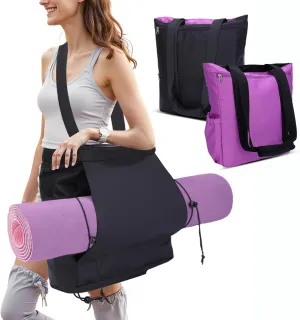 Reversible Yoga Mat Bag Gym Bag Double-Sided Tote Bag Casual Shoulder Bag for Shopping Office Workout Travel Beach