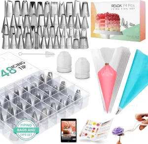 RFAQK 74PCs Icing Tips with Sugar Stir Needle