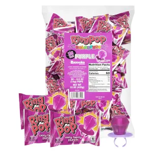 Ring Pop Purple Candy Lollipops, 30Ct Bulk Individually Wrapped in Very Berry Punch Flavor, Full Size, Fun Hard Candy For Birthday, Party Favors, Bachelorette Parties & Kids Gifts