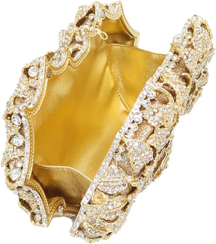 Rose Flower Crystal Purses Sparkly Rhinestone Evening Clutch for Women Wedding Party Cocktail Handbags