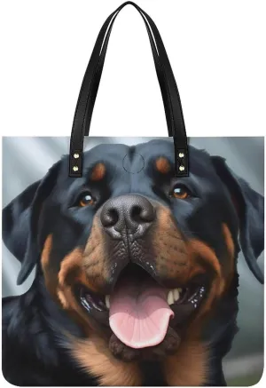 Rottweiler Dogs Tongue Head Tote Bag Durable Water-Resistant Handbags Lightweight Tote for Travel Work Book