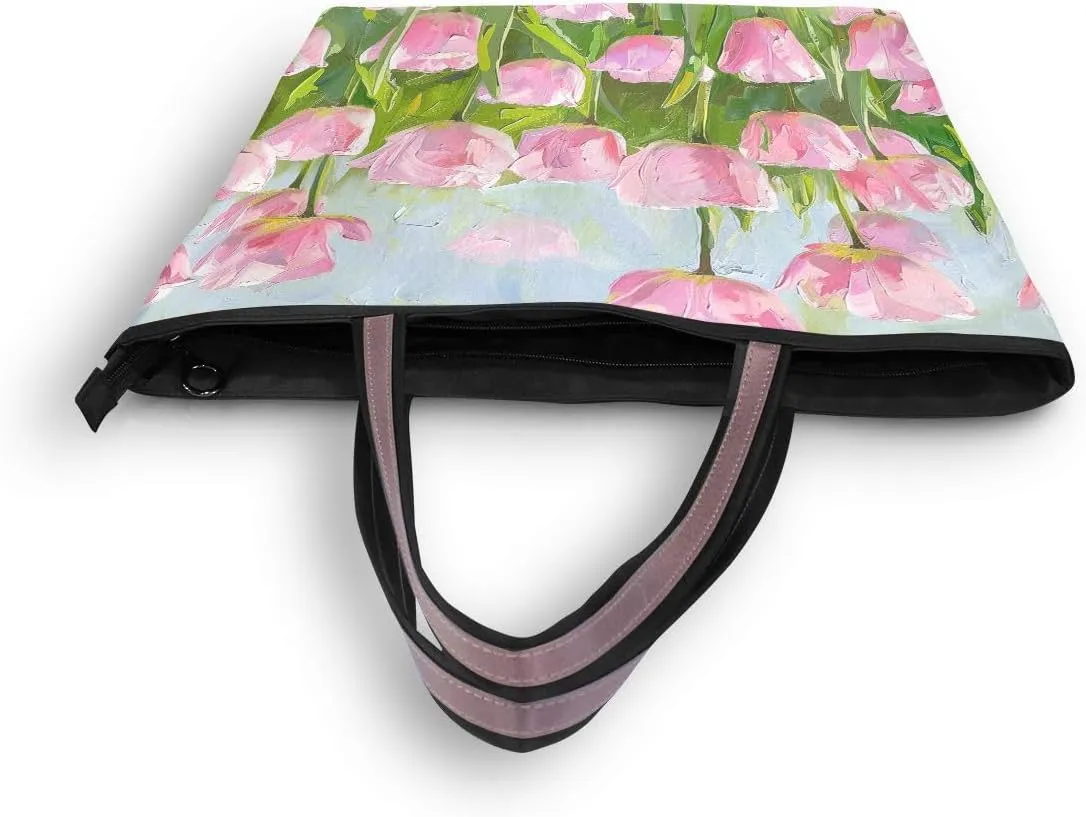 Row Of Tulips Shoulder Bags Large Handle Ladies Handbag