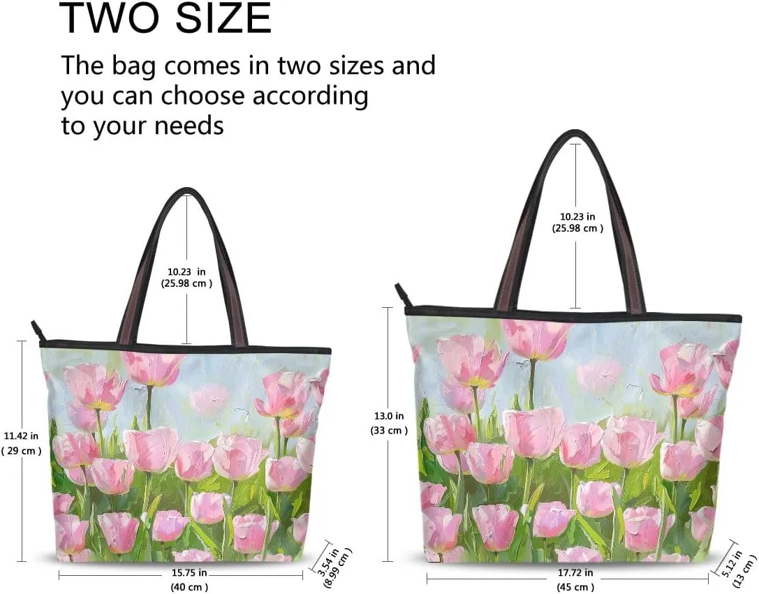 Row Of Tulips Shoulder Bags Large Handle Ladies Handbag