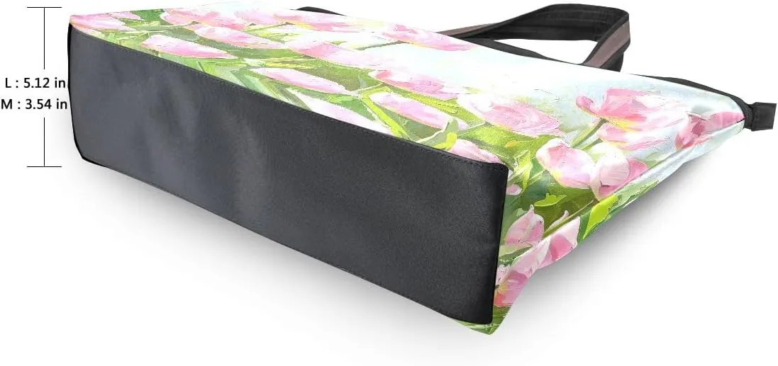 Row Of Tulips Shoulder Bags Large Handle Ladies Handbag