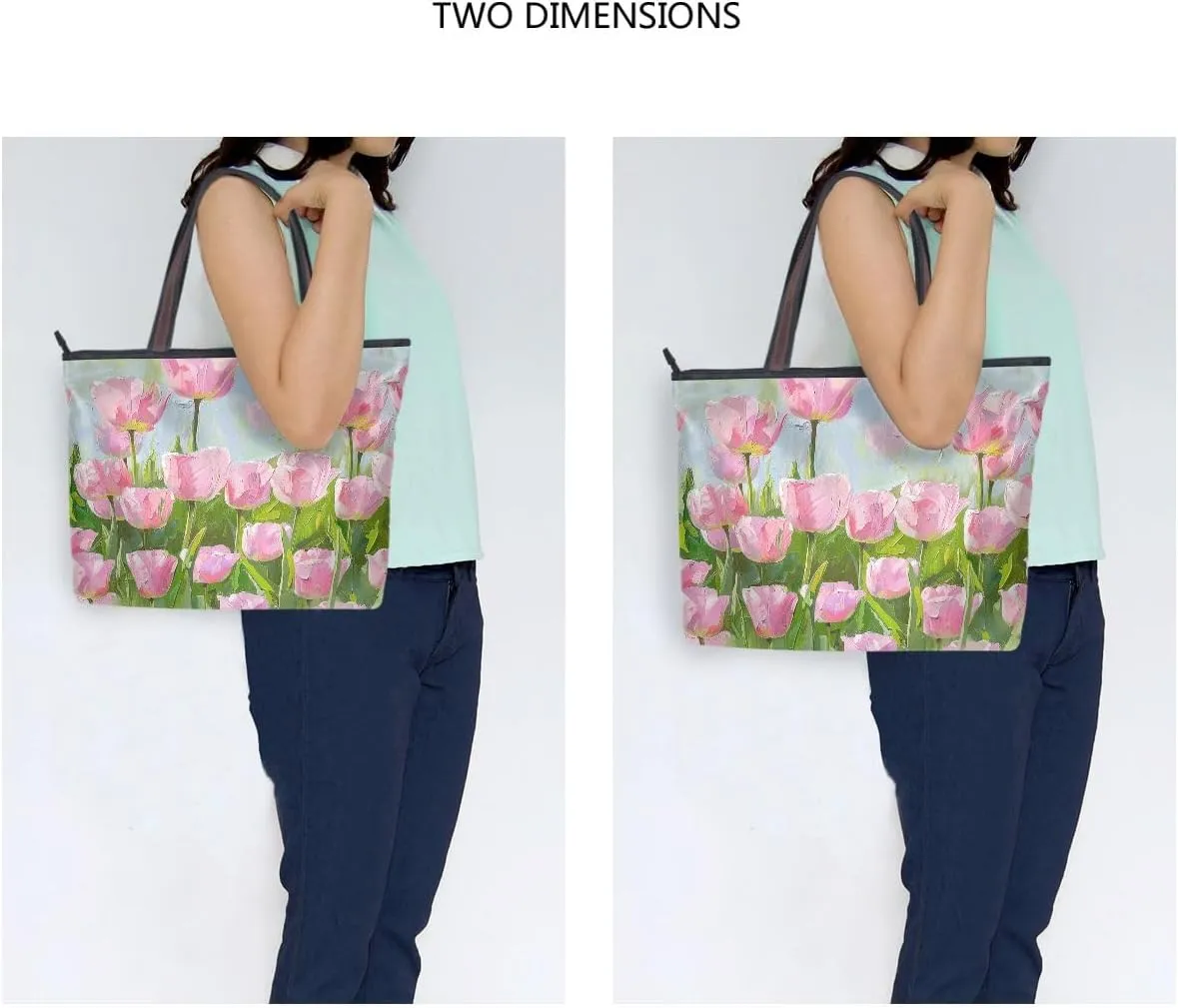 Row Of Tulips Shoulder Bags Large Handle Ladies Handbag