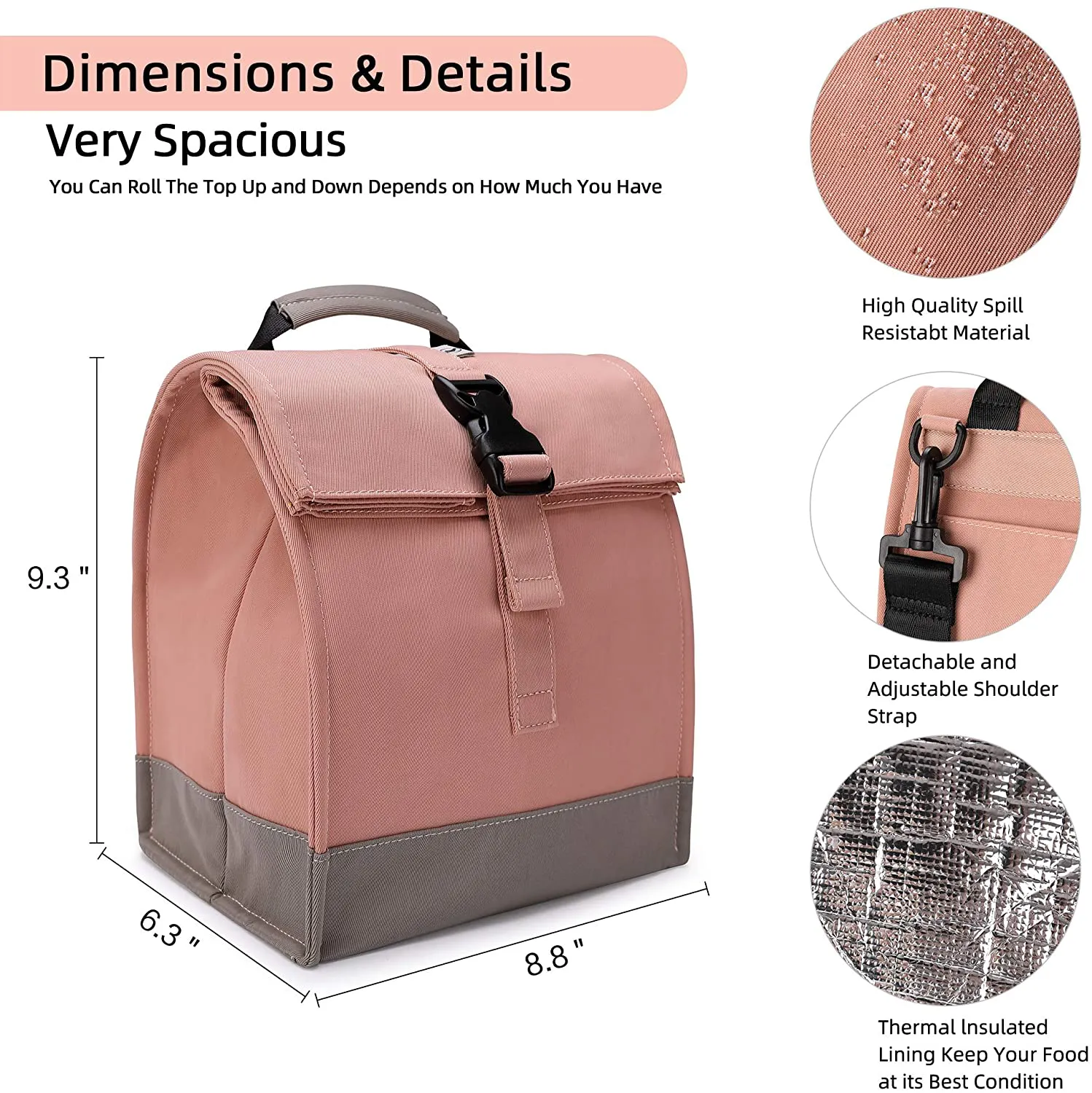 Rynx | Sunny Bird Insulated Lunchbox Rolltop Lunchbox For Women, Girls, Teenagers And Children (White)