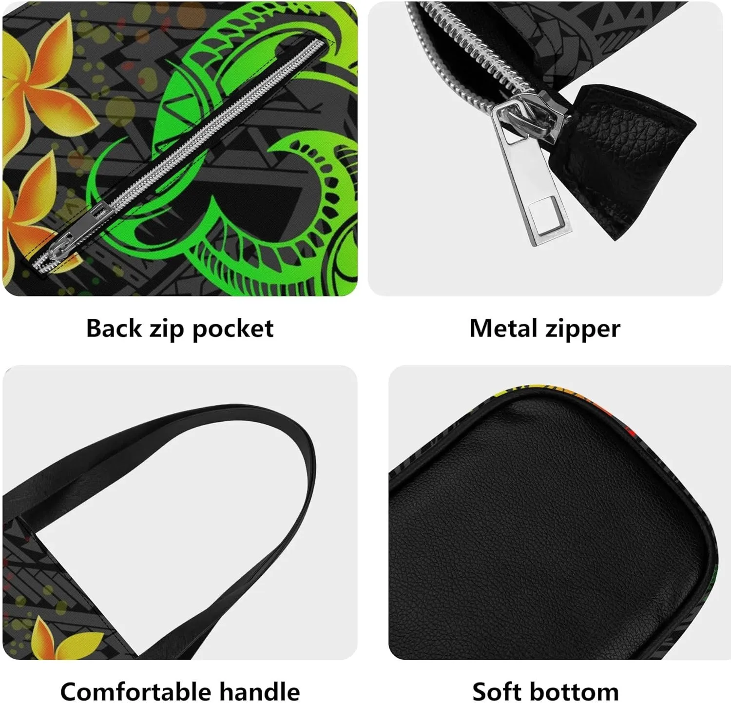 Samoa Tribal Floral Design Fashion Large Capacity Shoulder Bag 2 Piece Set Polynesian Women Leather Handbag And Purse