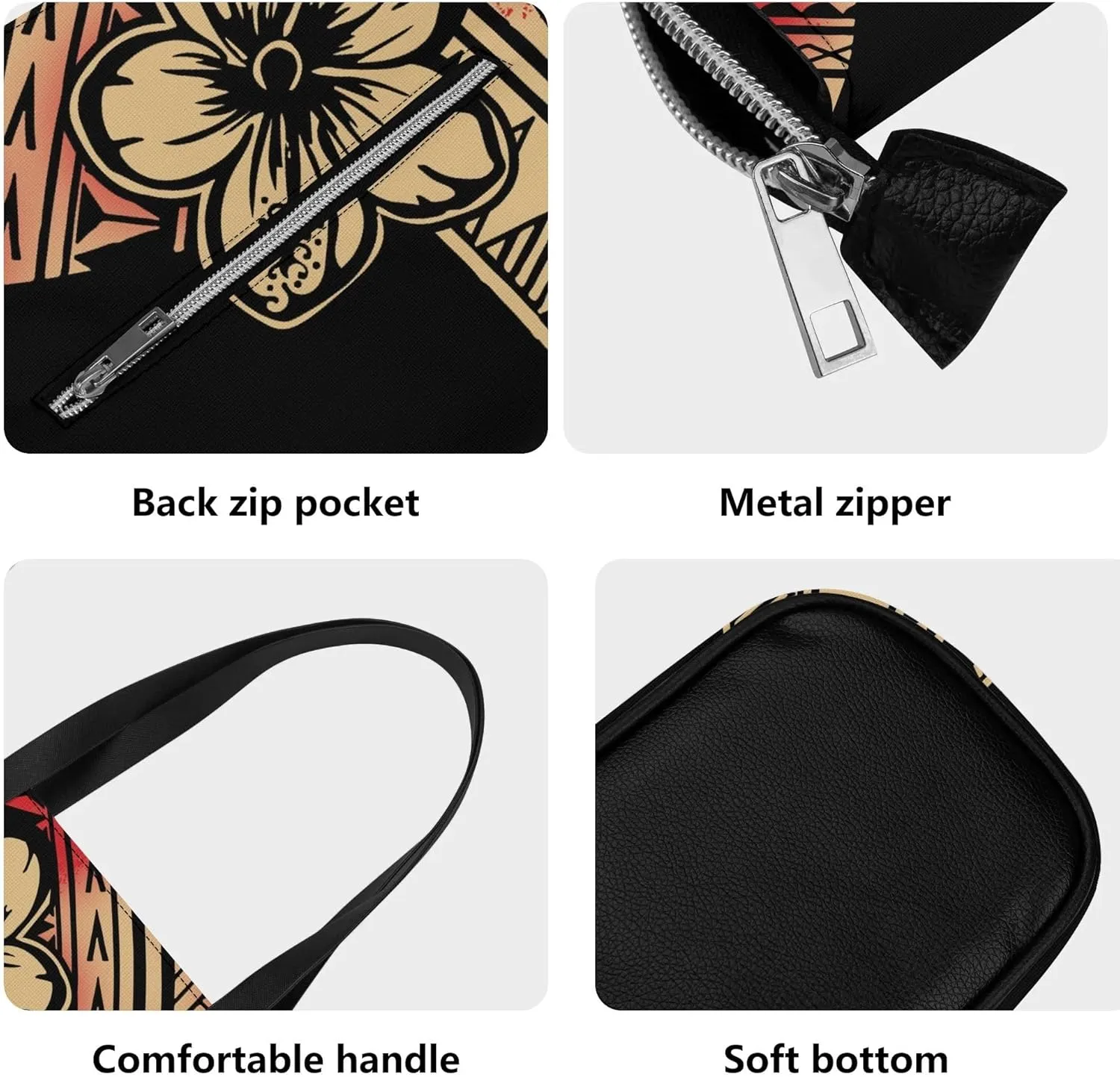 Samoa Tribal Floral Design Fashion Large Capacity Shoulder Bag 2 Piece Set Polynesian Women Leather Handbag And Purse