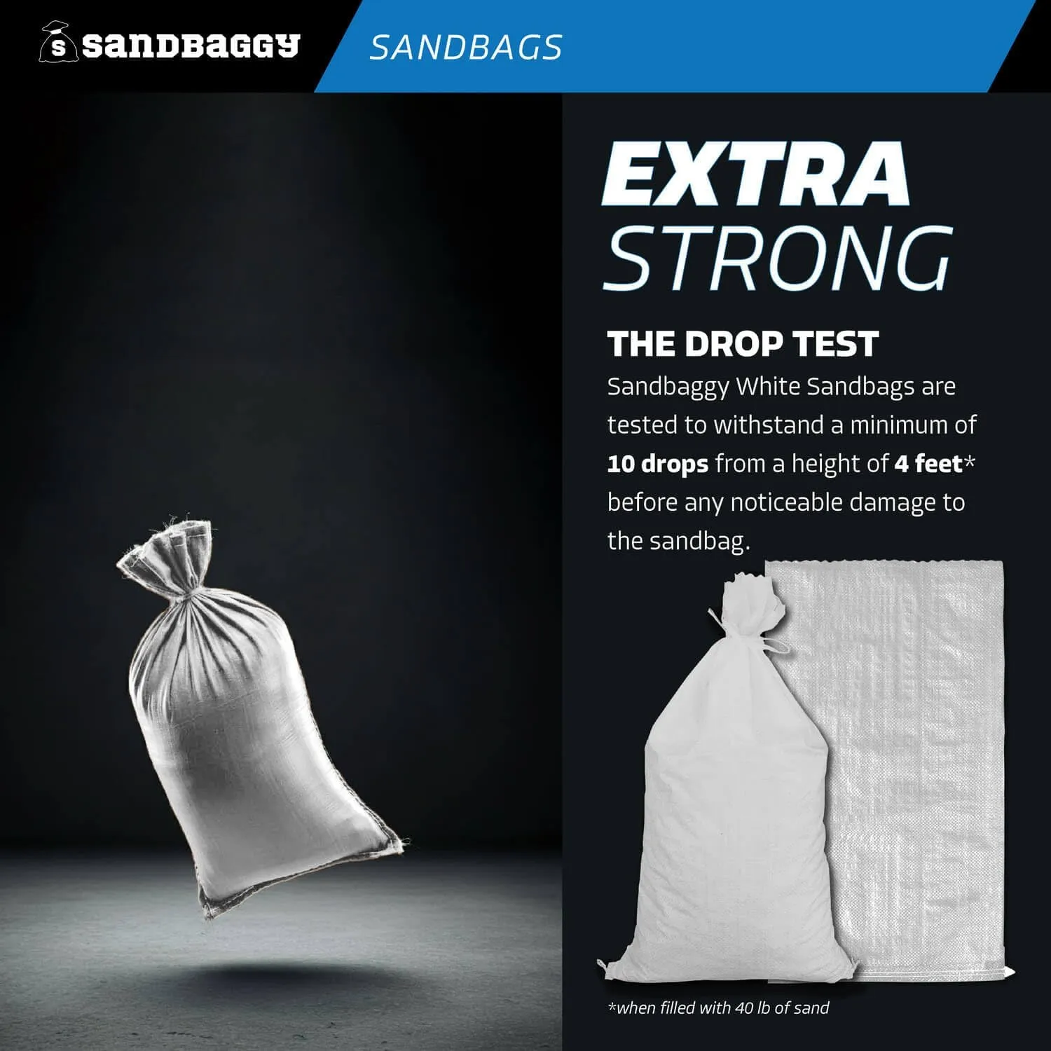 Sandbaggy Sandbags (14" x 26") | Military Grade | Protects Homes & Businesses from Flooding | Sand Bags Trusted by US Military & Forest Service