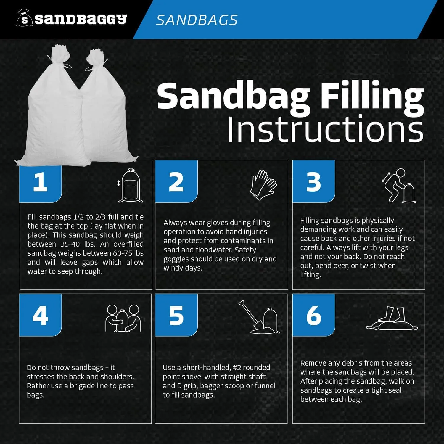Sandbaggy Sandbags (14" x 26") | Military Grade | Protects Homes & Businesses from Flooding | Sand Bags Trusted by US Military & Forest Service