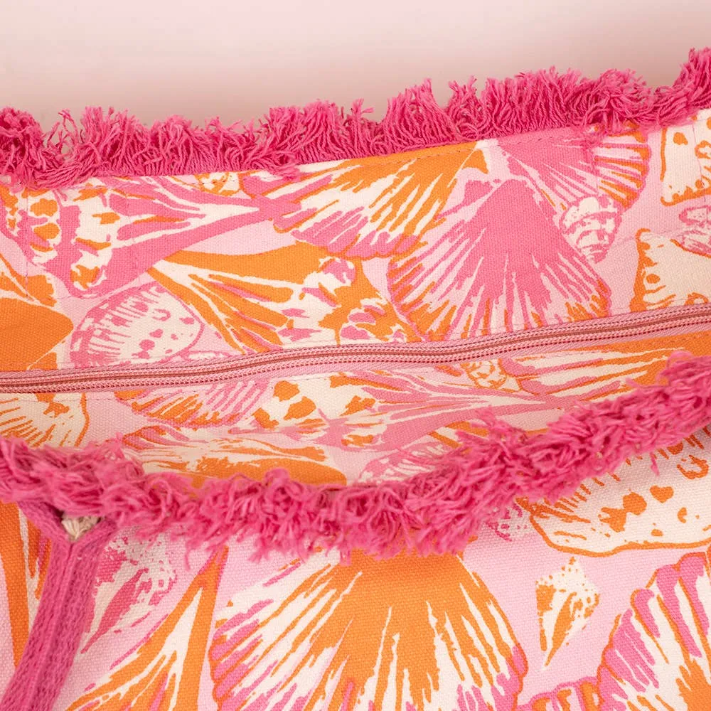 Sanibel Fringe Tote   Pink/Apricot/Blossom   24x12