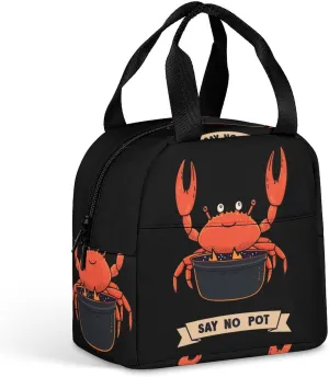Say No To Pot Crab Reusable Lunch Bag Insulated Tote Box Cooler Food Handbags Case For Women Men 22 * 20 * 13cm