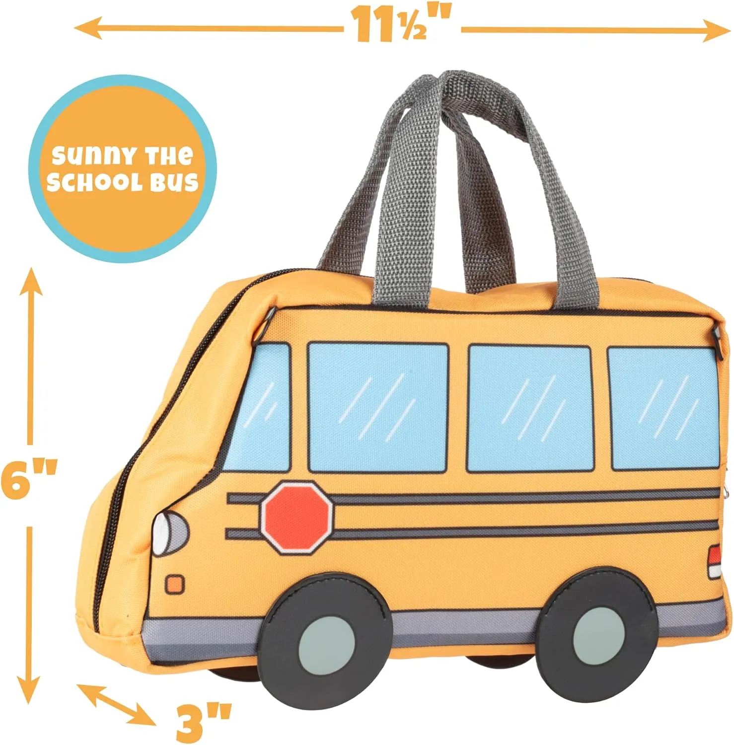 SCHOOL BUS Shaped Insulated Lunch Box- Keeps Food Hot or Cold For Hours- Reusable Bag Fits Ice Packs, Nesting Bento Containers, Thermoses Easily- Make Back to School Lunches Fun for Boys & Girls